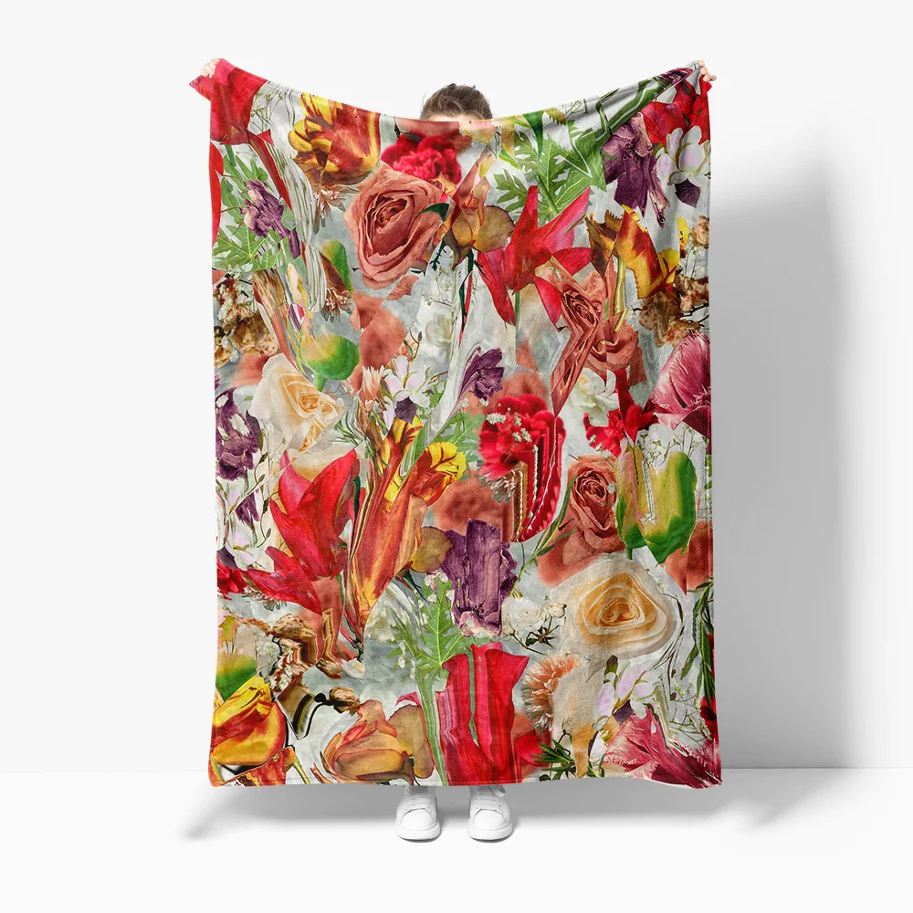 

Soft Fuzzy Blanket Watercolor Floral Print Throw Blanket for Women Girls Sofa Bed Decoration Gift