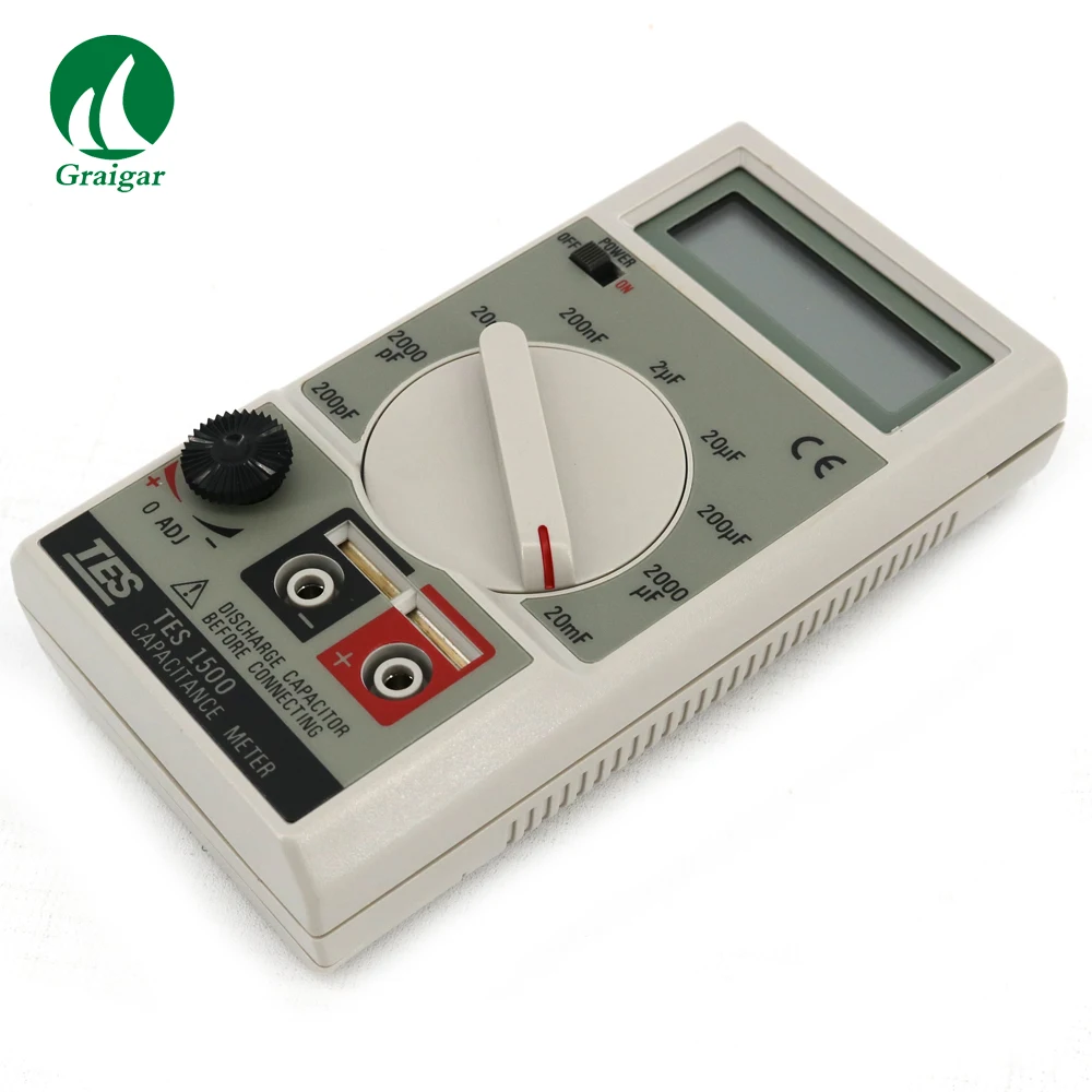 TES-1500 Portable Digital Capacitance Meter 20000UF Capacitance Measuring Tester Overload Protection TES1500