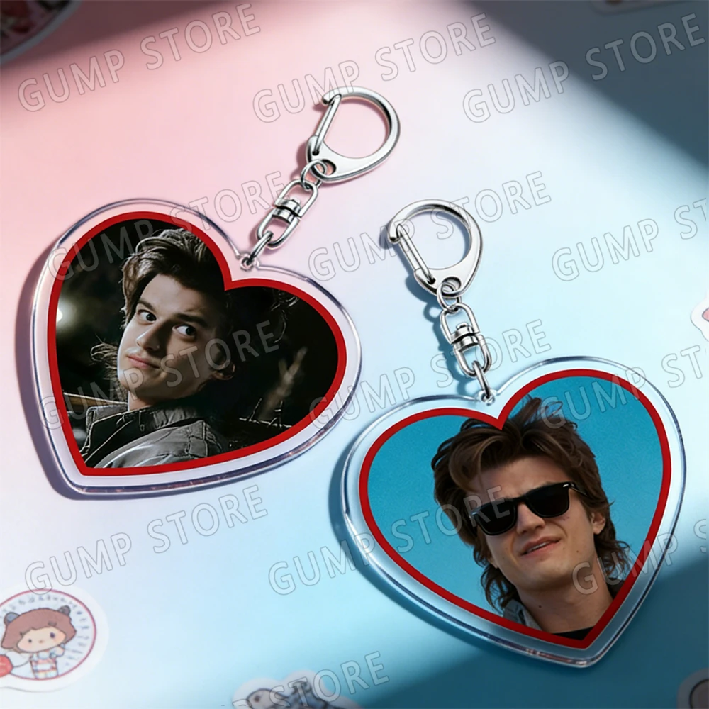 Popular Horrible TV Show Main Role Djo Keychain for Accessories Joe Keery Simple Love Heart Keyring Jewelry Fans Friends Gifts