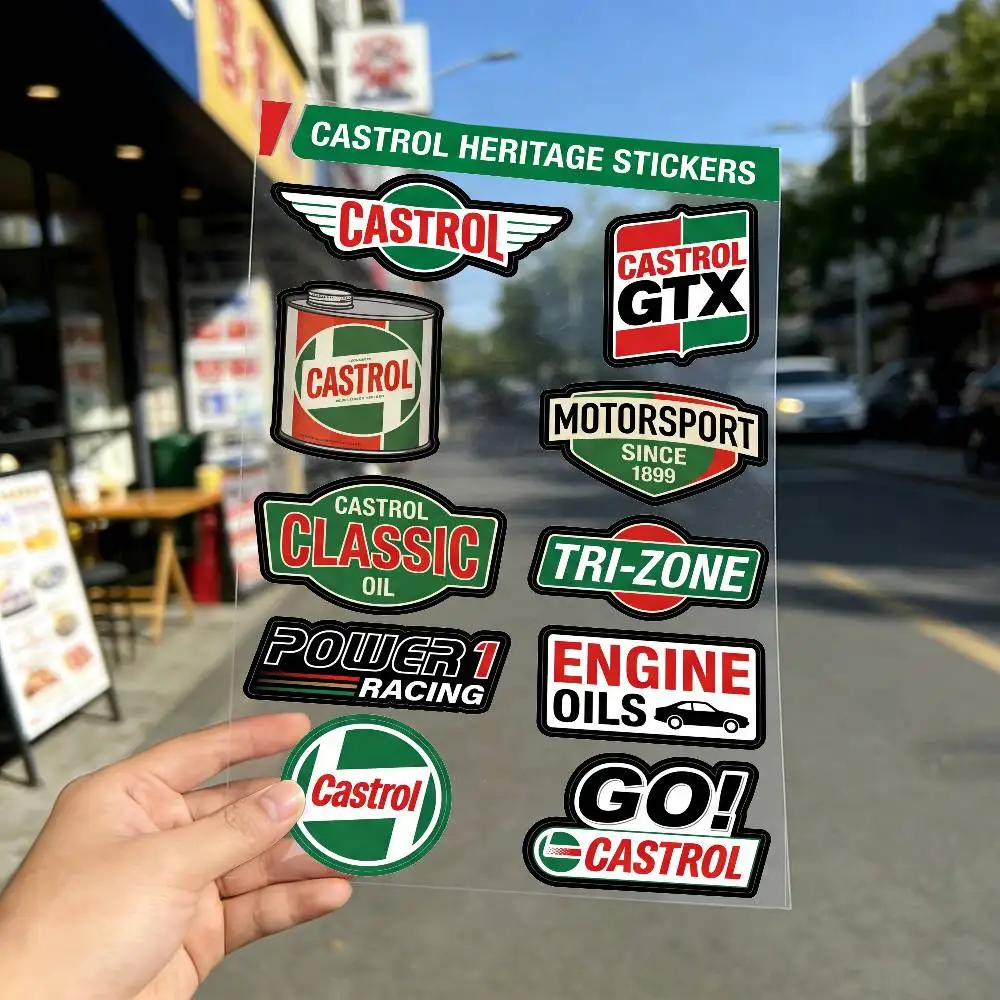 FOR CASTROL Multi Scene Waterproof Reflective Scratch Cover Stickers Fit Auto Motorcycle Helmet Refrigerator Water Cup