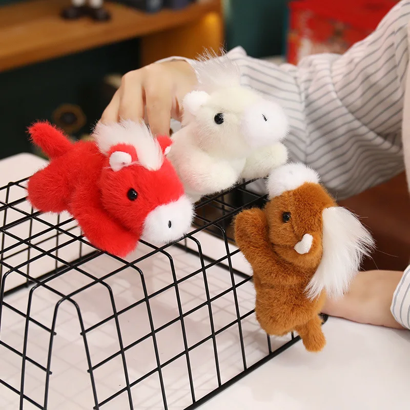 Cute Simulation Magnetic Pony Refrigerator Stickers Plush Toys Creative Soft Plush Stuffed Zodiac Horse Doll Funny Home Decor