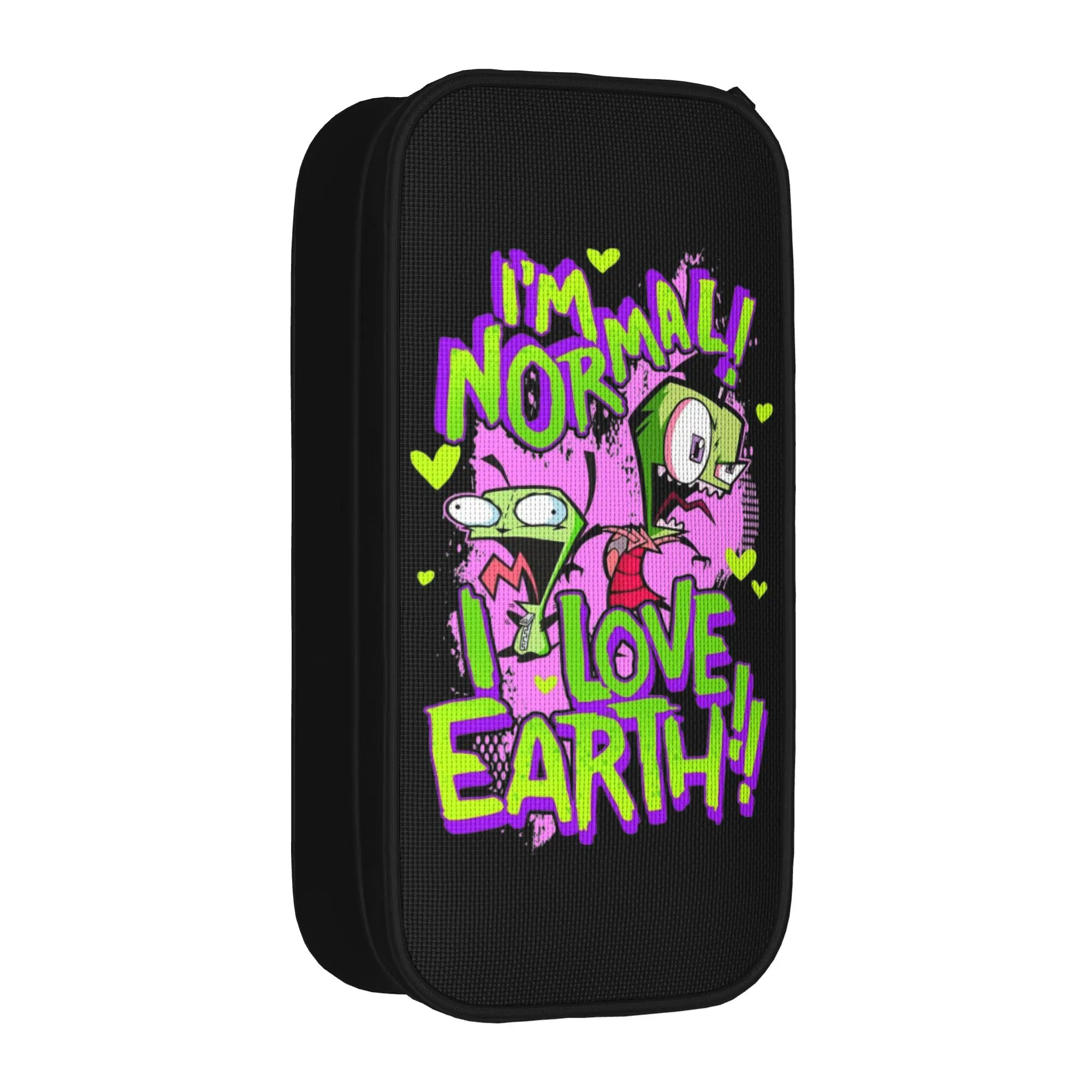 Gir Invaders Zim Cartoon Pencil Case Classic  Pen Bag Student Large Storage School Supplies Gifts Pencil Box