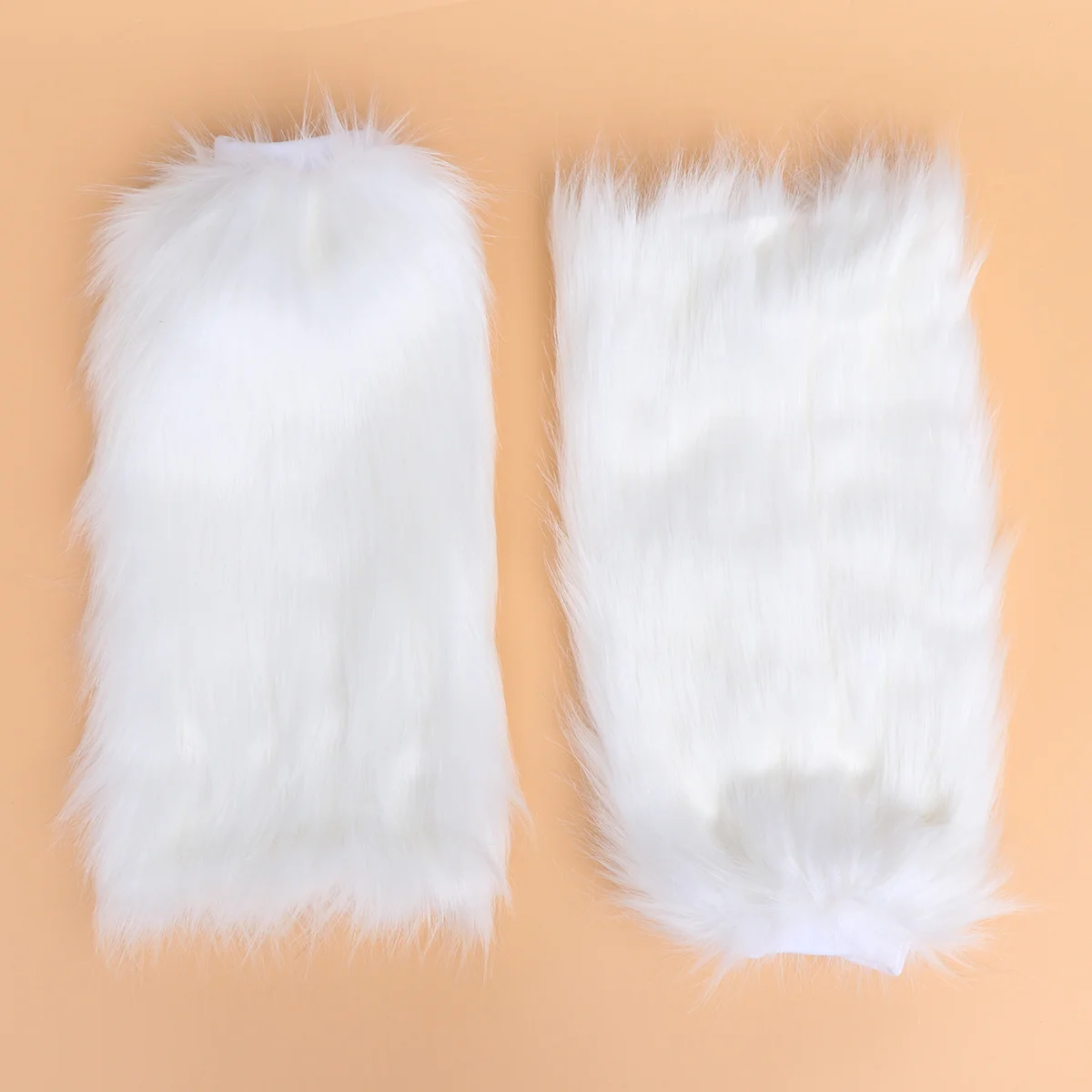 40 Cm Brown Boots for Women Cuffs Cover Leg Warmer White Faux Fur Women's