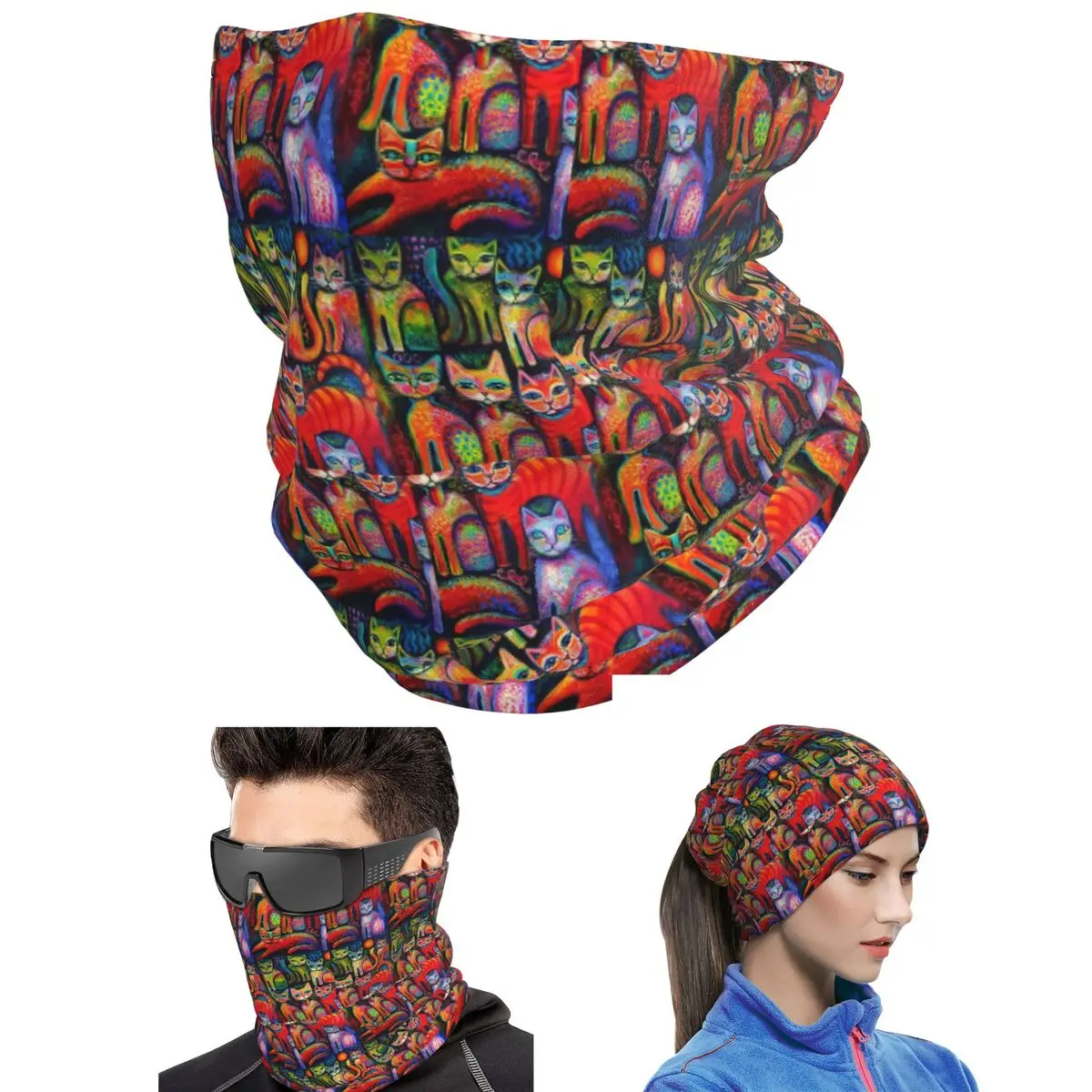 Cute Kittens Bandana Neck Gaiter Printed Mask Scarf Multi-use Balaclava For Men Women Adult All Season