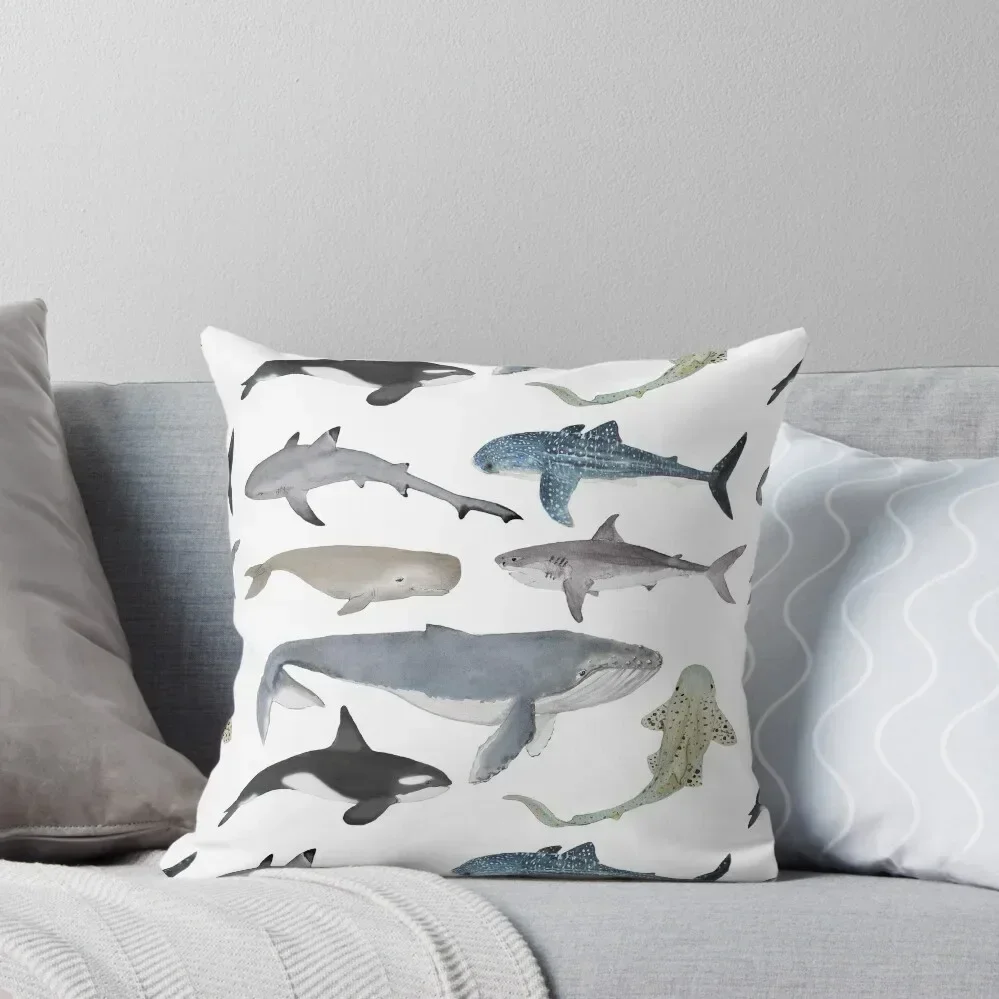 

Whales and Sharks Throw Pillow luxury sofa pillows Cushions Cover pillow