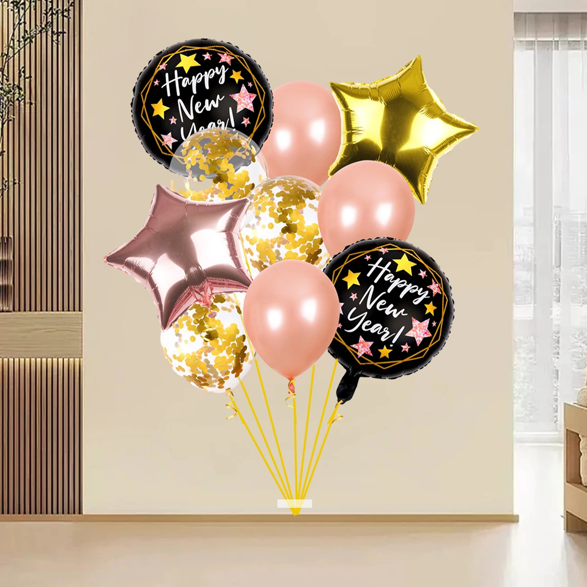 10 Pieces Of 2024 Happy New Year Circle Colorful Paper Scrap Latex Balloon New Year Party Home Decoration Supplies