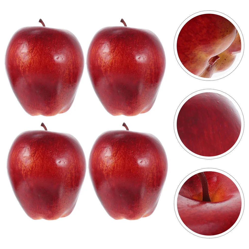 6 Pcs Simulation Fruit Model Food Models Fake Fruits Props Delicious Apples High Density Foam Artificial