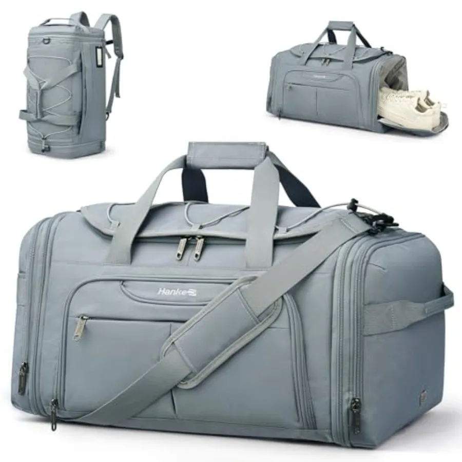 Expandable Carry On Luggage Bag, 3 in 1 Duffle Bag for Travel, 45L-55L Weekender Overnight Bag with 15.6" Compartment for Women