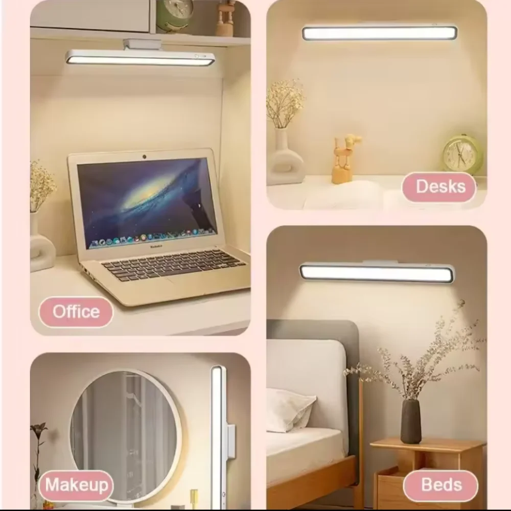 Lámpara LED recargable por USB, luz de escritorio táctil para lectura, estudio creativo, atenuación continua, lámpara colgante magnética para