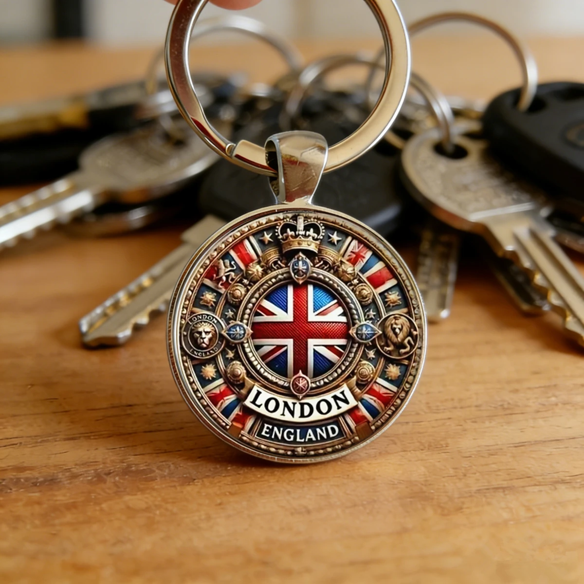 빈티지 런던 열쇠고리, 유니온 잭 크라운 스타가 있는  - Travel Accessories London 리뷰 및 가격
