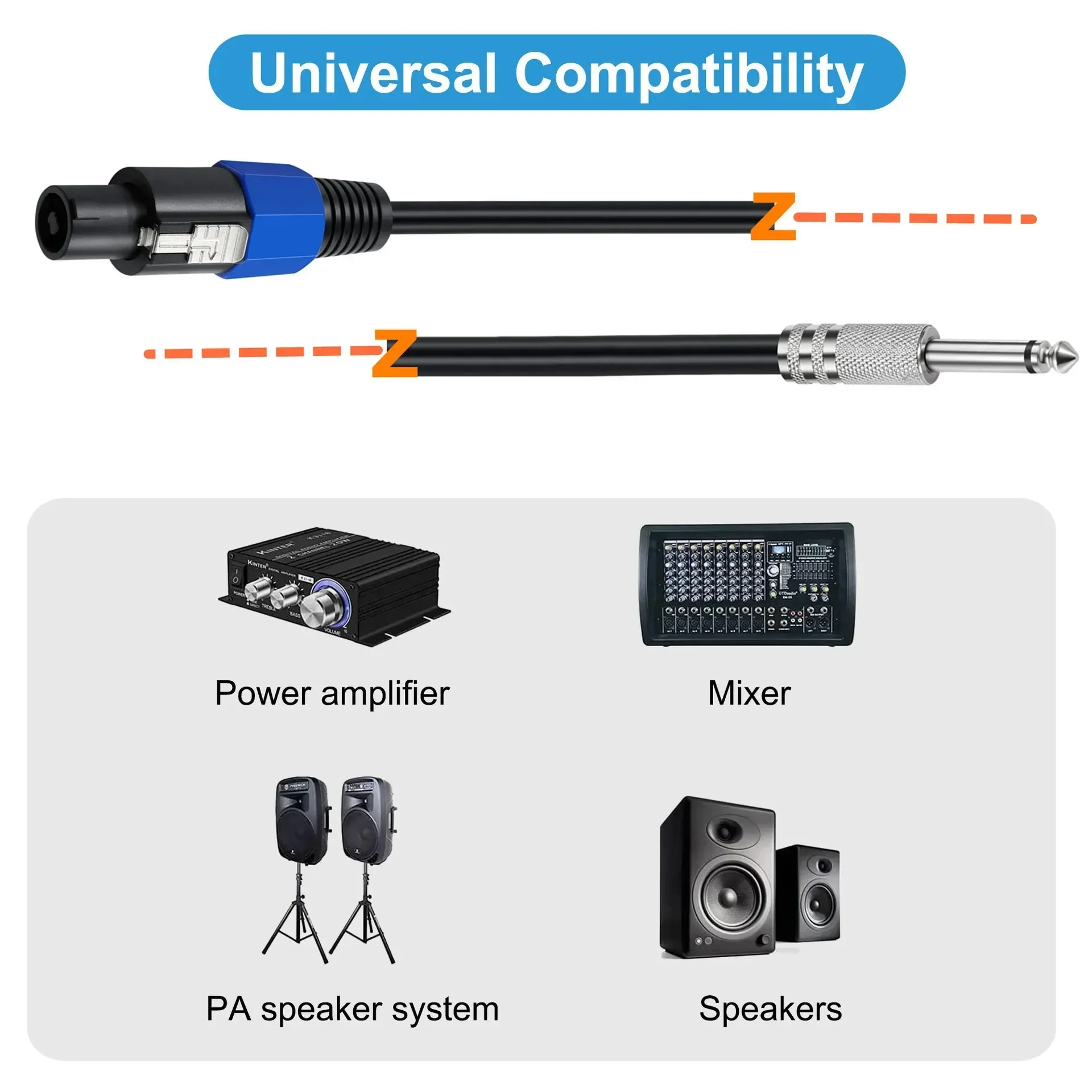 Kabel głośnikowy złącze męskie typu Speakon do 6.35 6.5mm 1/4 \