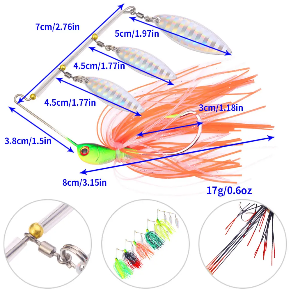 1pc 8cm 17g Angeln Spinnerbait drei-Blätter Pailletten Löffel Wobbler angeln Locken Angelgerät Für hecht karpfen Bass Köder