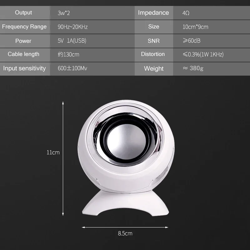 Mini altavoz Subwoofer inalámbrico, altavoces estéreo 4d, USB, Control de cable Multimedia de escritorio, Notebook envolvente 3D