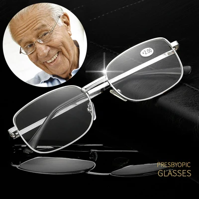 Scratch-resistant Men‘s Reading Glasses Crystal Glass Fireproof Lenses Hyperopia Eyeglasses +1.0 +1.5 +2.0 +2.5 +4.0