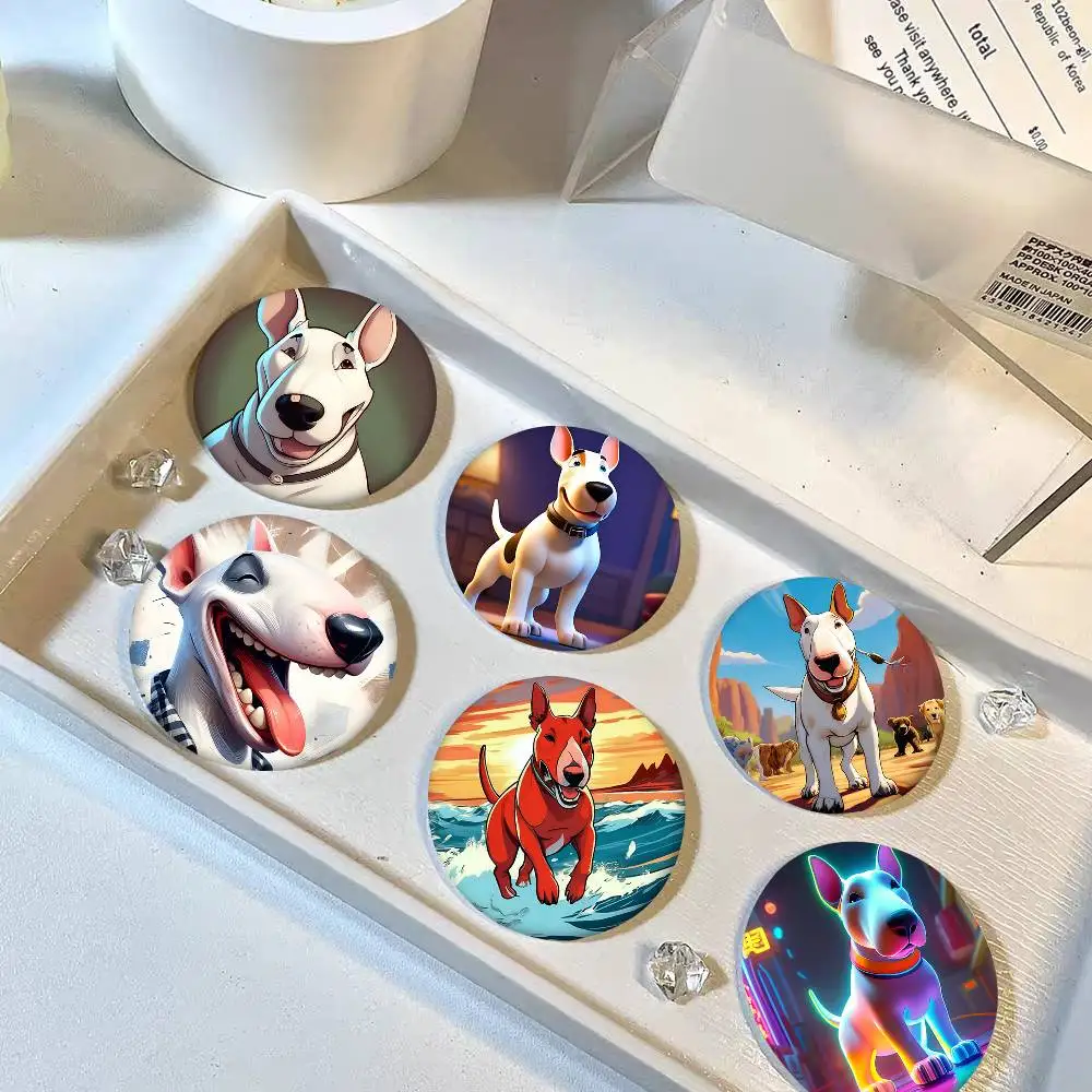 1pc Cartoon Bull Terrier Series Cartoon Style Badge Brooches On Backpack Decoration Round Enamel Pins For Accessorys