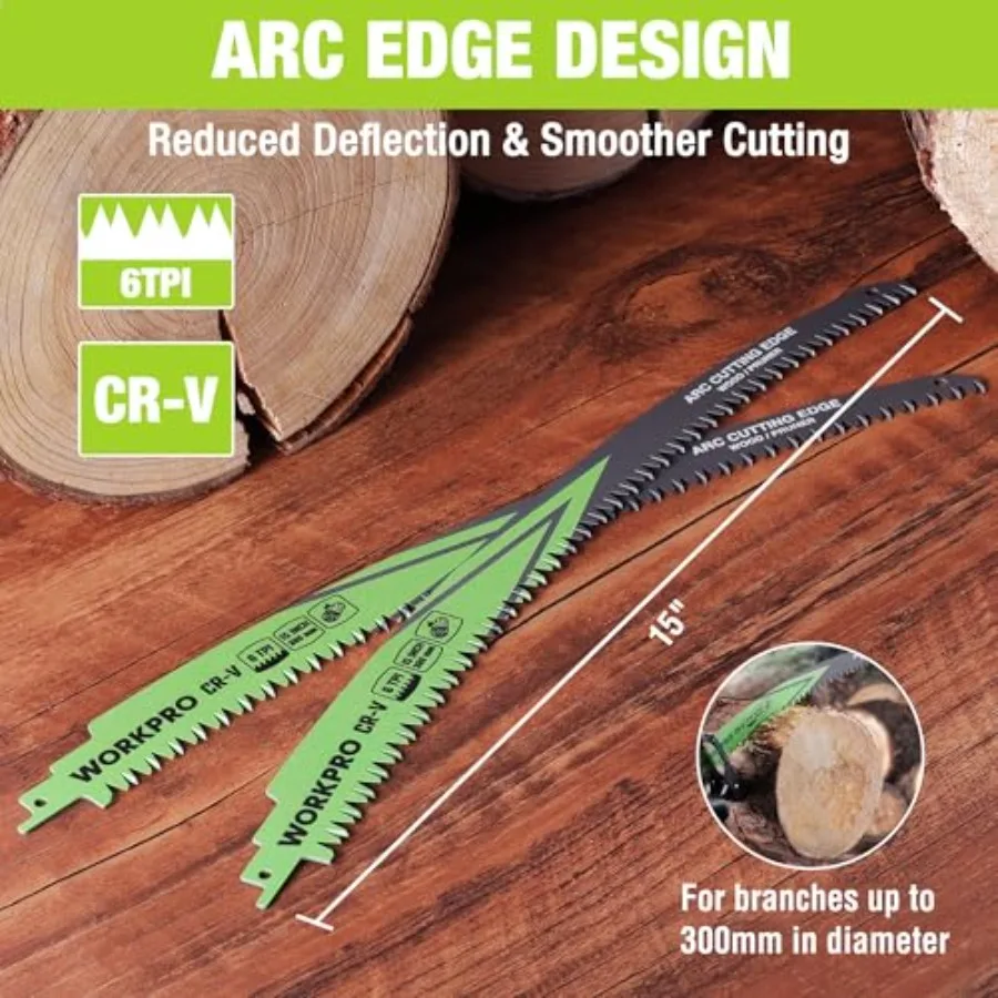 Japanese Teeth Wood Prung Reciprocatg Saw Blades Set, Arc Cuttg Edge 6TPI Prung Saw Blades for Tree Prung, Wood Cuttg, Durable