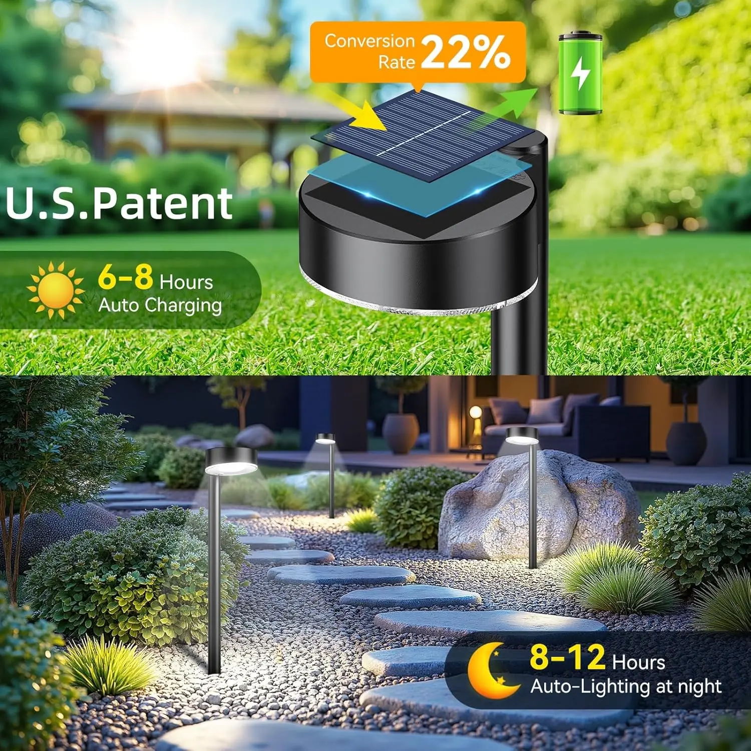 Outdoor Wall Lights ABS Plastic 8in 12 Pack Stair Light All Season Warm White