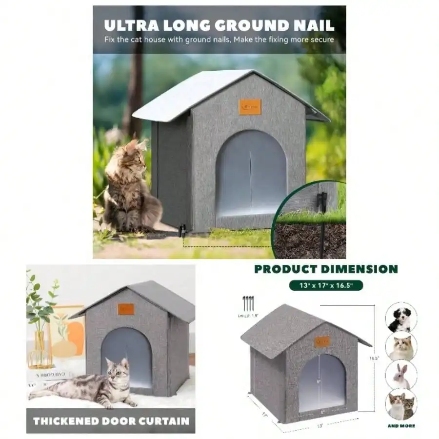 

Outside Waterproof House Outdoor/Indoor Cats, Insulated Bed All Seasons With Cozy Cushion Easy To Assemb