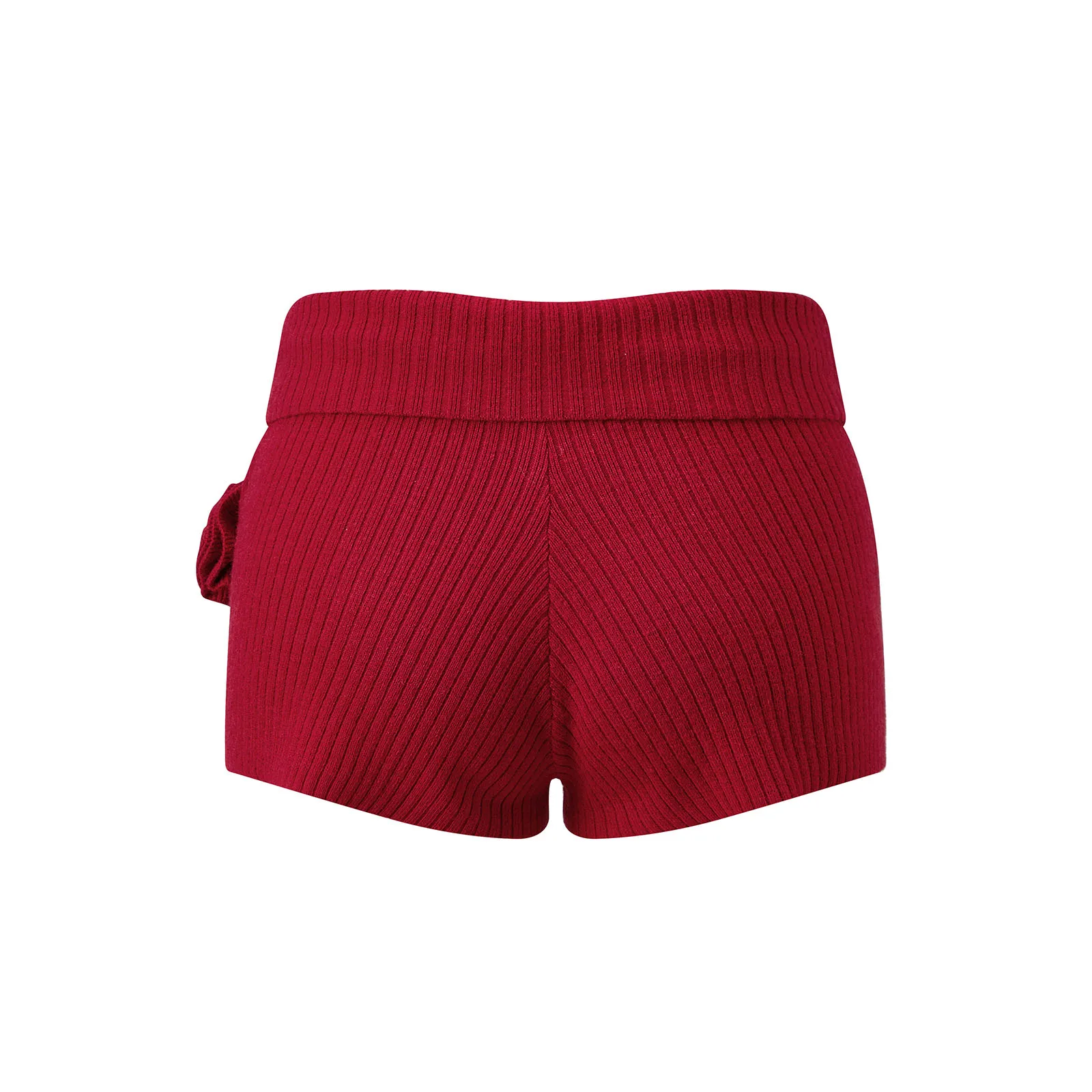 

Women’s Knit Shorts Casual Elastic Waist 3D Flower Fit Shorts Streetwear Shorts