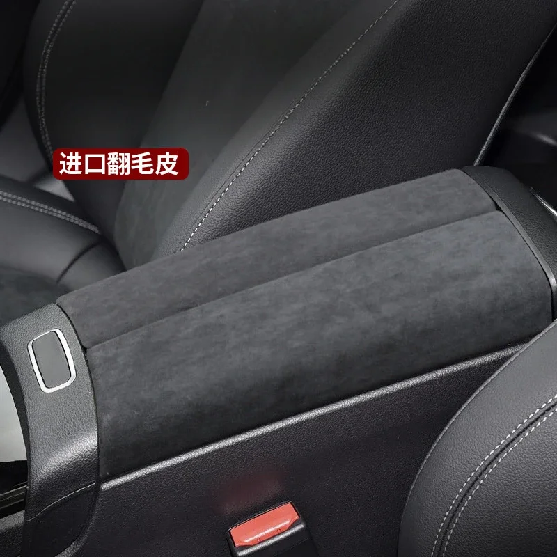 Luxury Suede Central Car Armrest Box Panel Wrap Cover Trim Sticker For Mercedes Benz GLA GLB A Class High-end Car Accessories