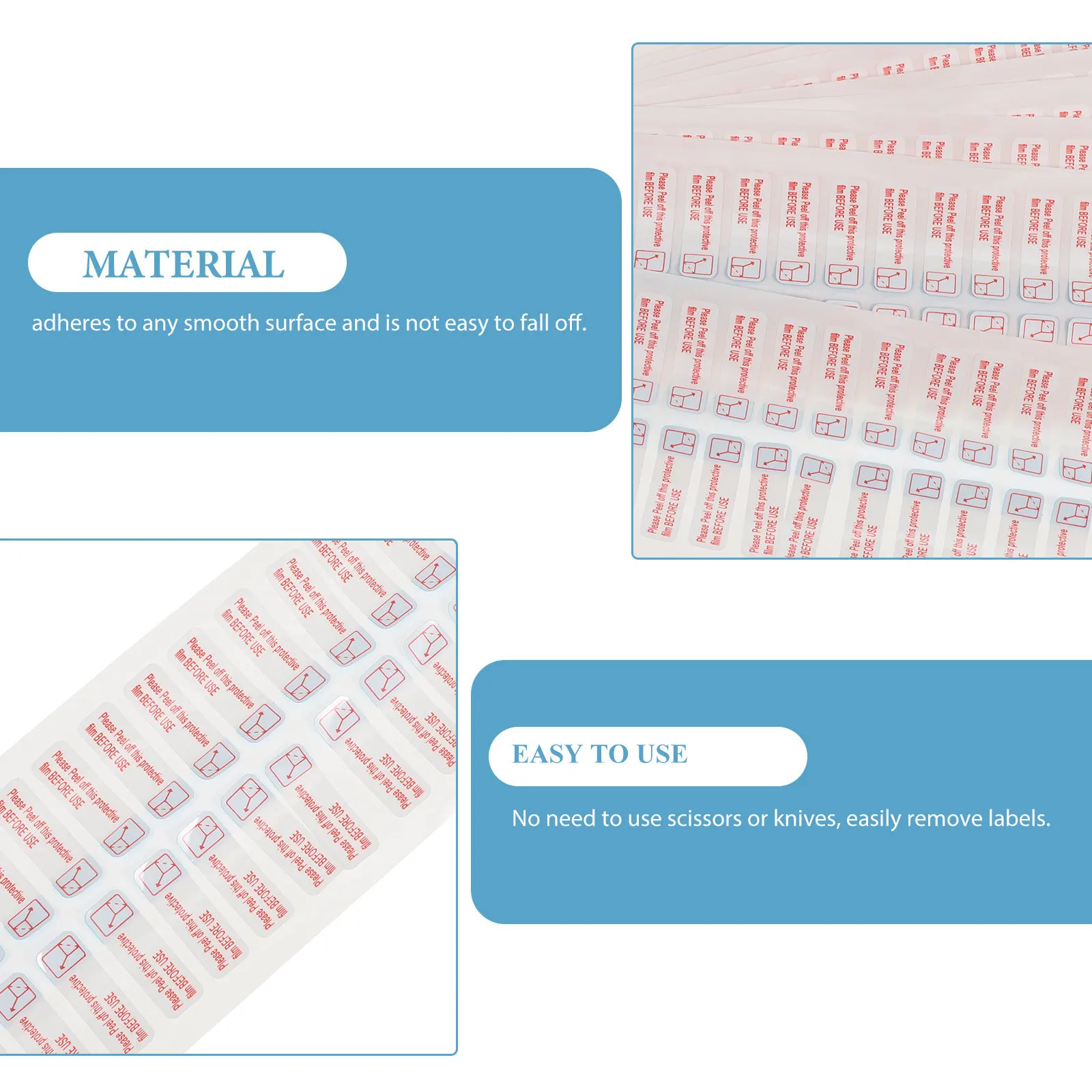 3000Pcs Steel Tempered Glass Screen Protector Removal Guide Labels PP Synthetic Paper Waterproof Oil Resistant Self Adhesive