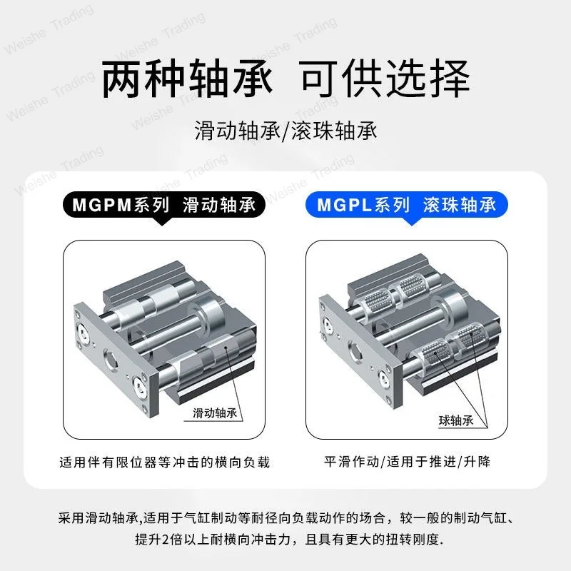 Three-axis three-rod cylinder with guide rod MGPL/MGPM12/16/20/32- 25-50-75- 100- 150