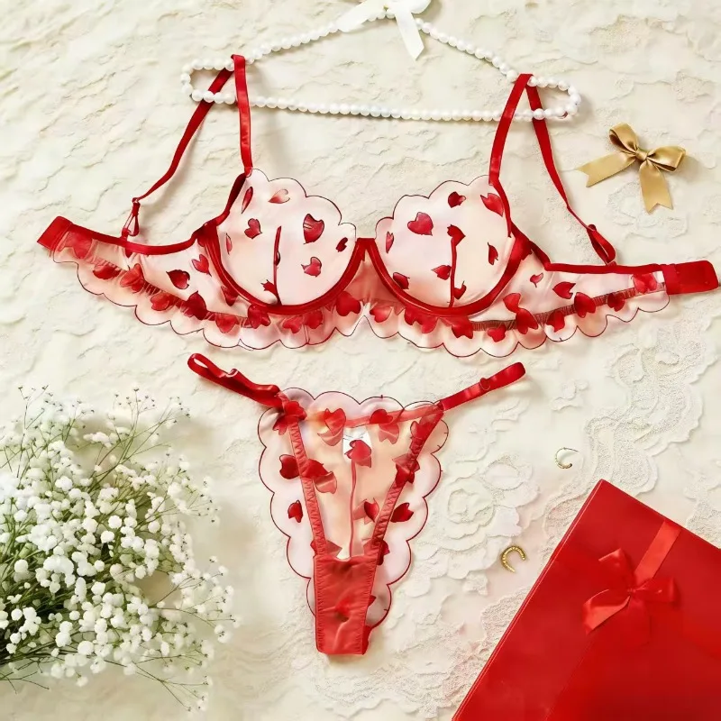 

Рождественский комплект нижнего белья, красный кружевной бюстгальтер и трусики из прозрачной сетки, сексуальный праздничный Тедди для рождественской вечеринки, подарок