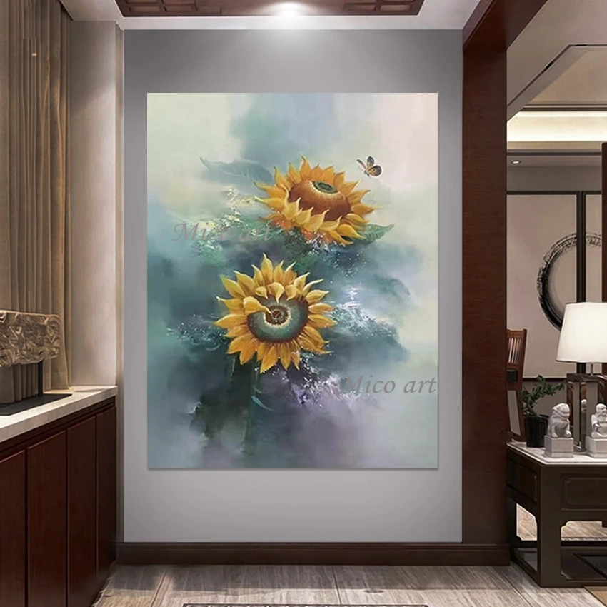 Acrylic Artwork, Abstract Flowers Landscape Design Hand Drawing, Frameless, Canvas Art Picture, Modern Floral Wall Paintings