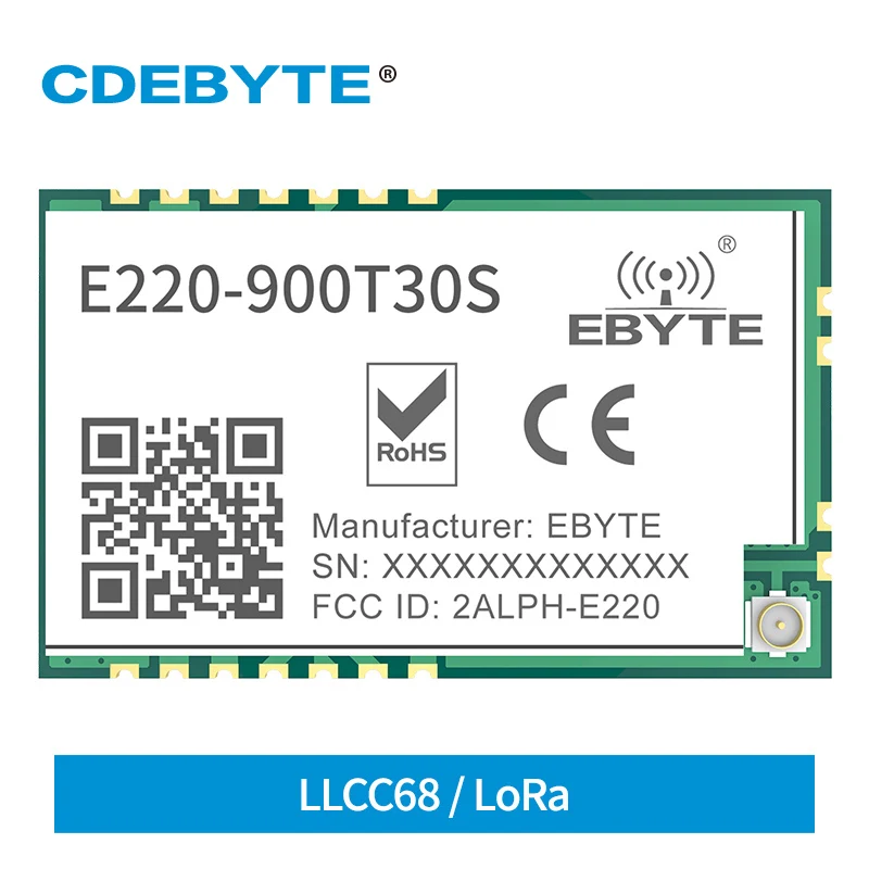 LLCC68 LoRa Module 868MHz 915MHz E220-900T30S Wireless 30dBm 10km LoRa Spread Spectrum FSK SMD UART Interface  RF Shield IOT