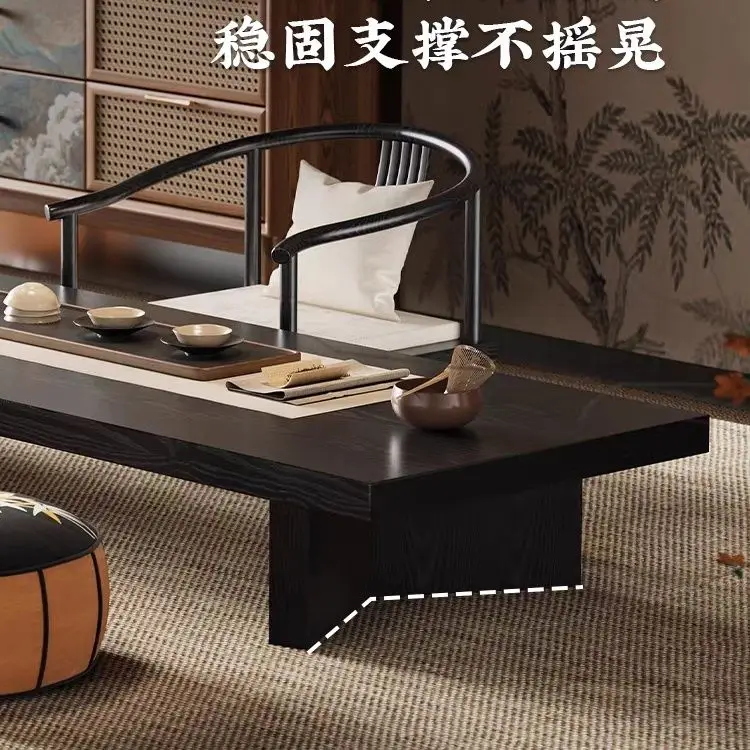 Song Dynasty aesthetic balcony tea table tatami bay window floor black low tea table