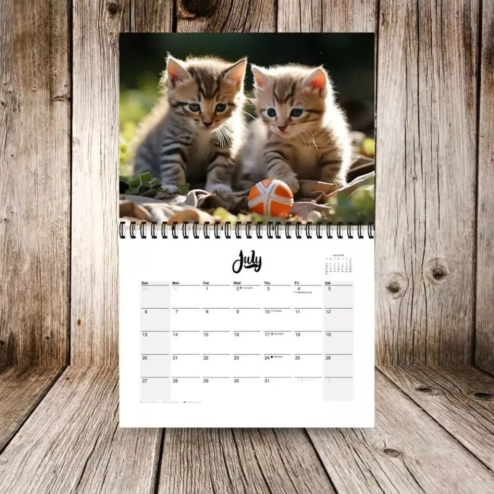 

New 2025 Cat Calendar Paper Hangable 12 Month Calendar Creative Monthly Hanging Calendars