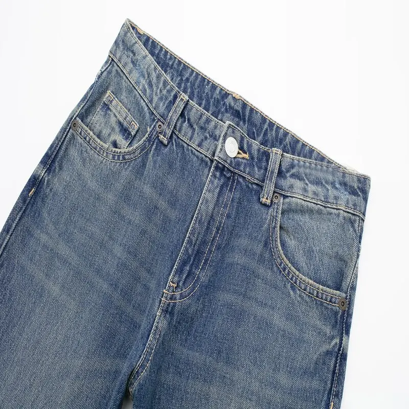 Plones Vaqueros de Pierna Recta de Cintura Media Versátiles y Adeazantes para Mujer, Primavera Verano 2024, Plones ...
