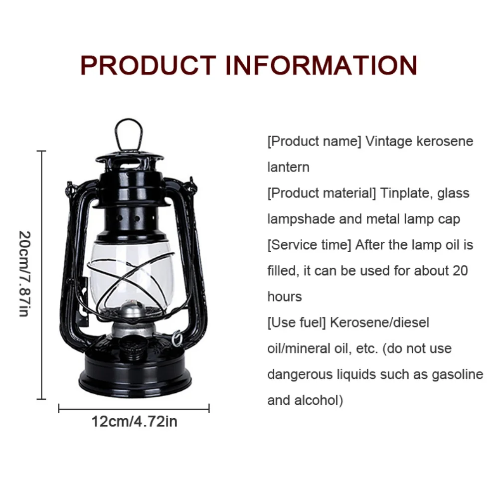 Retro Camping Lantern Vintage Kerosene Lamp Portable Handheld Lantern Outdoor Camping Fishing Hiking Lights Metal Lamps