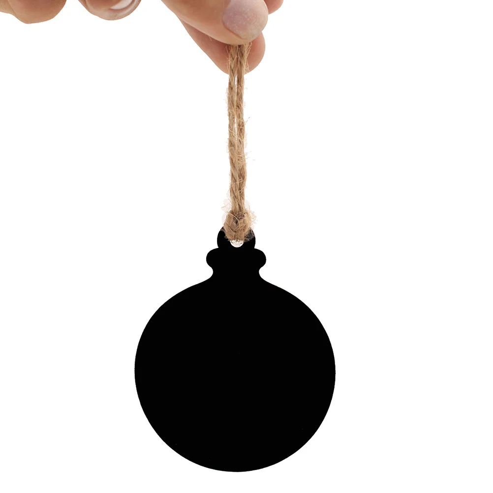 10Pcs Double-Sided Mini Blackboard Wooden Chalkboard with Rope for Memo Reminder Gift Tag Christmas Ball Ornament DIY