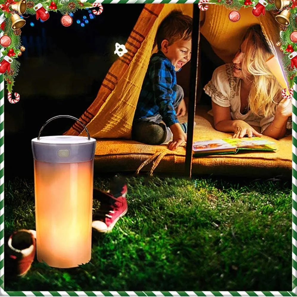 Led Flame Light USB Rechargeable Flicking Flame Candles Fire Lanterns Outdoor Hanging Lamps with Timer 4 Flame Modes