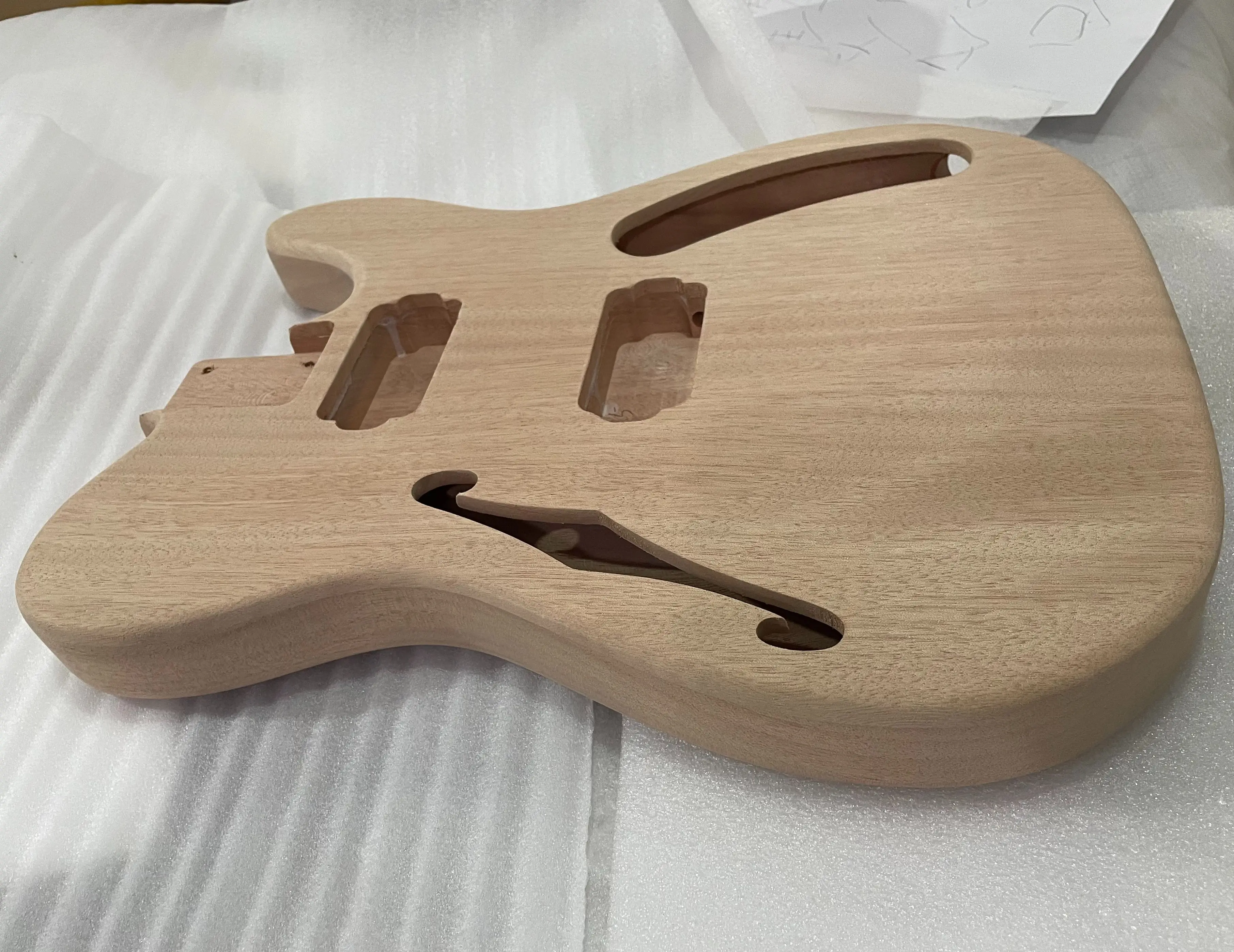 Unfinished Mahogany Wood Electric Guitar Body, Blank Barrel, HH,Hardtail Replacement Part, DIY, High Quality, Handmade, F Hole