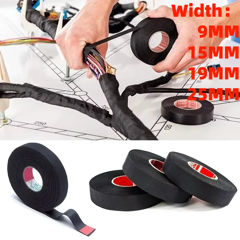 1/3/5pcs 15 Meter Heat-resistant Flame Retardant Tape Coroplast Adhesive Cloth Tape For Car Cable Harness Wiring Loom Protection