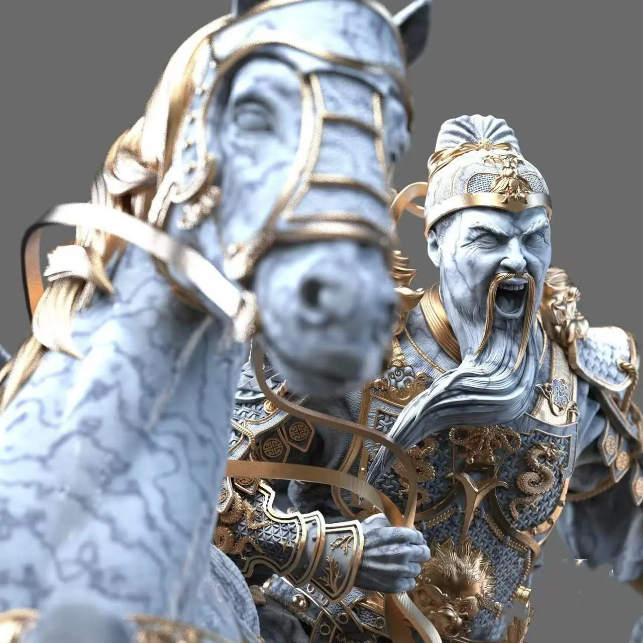 250mm Resin Model Guan Yu General 3D Printed Self-assembly DIY Coloring Figurines Decoration Crafts Miniatures