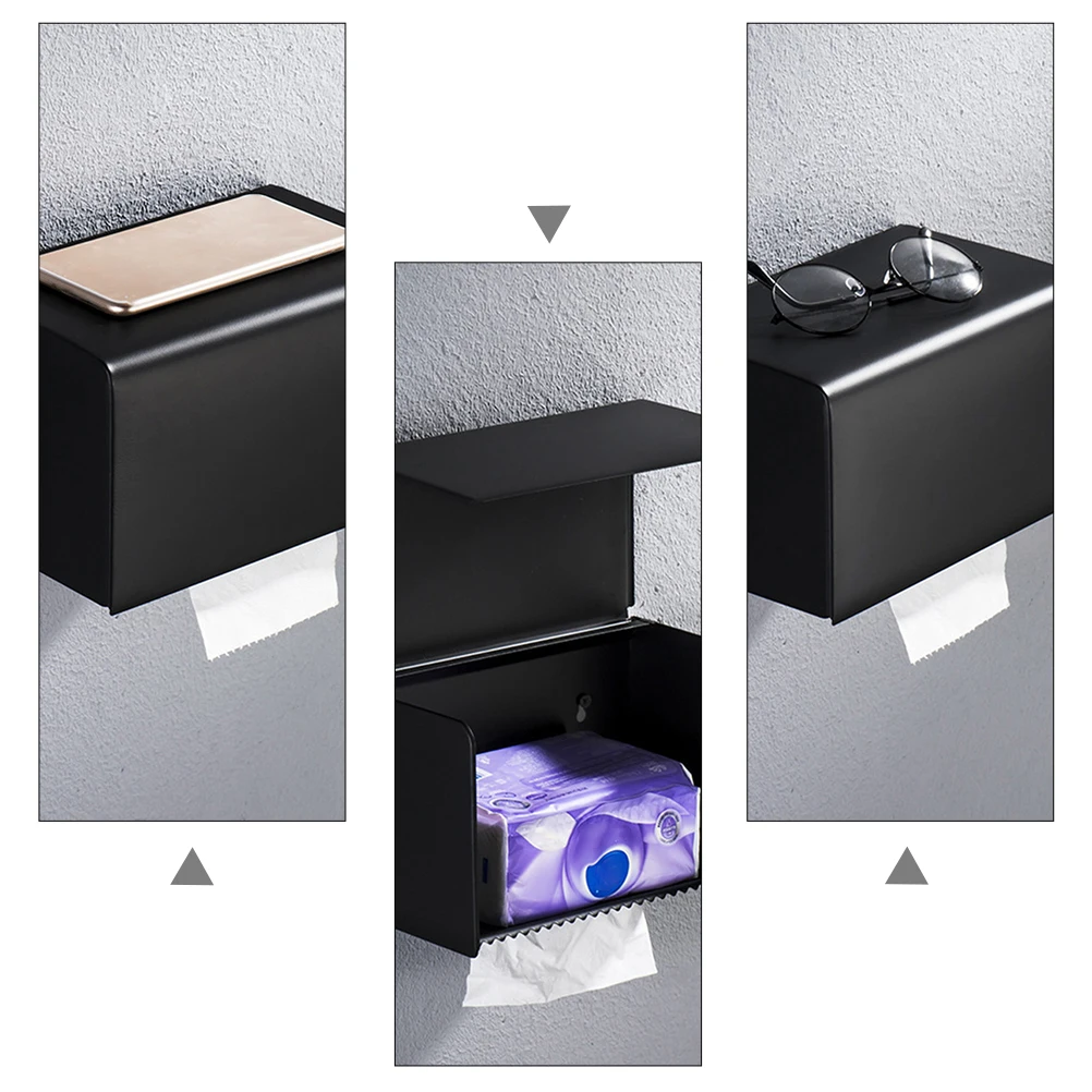 

Stainless Steel Waterproof Tissue Box Holder Wall Mounted Bathroom Kitchen Storage Case Outlet Dust Proof Toilet Paper