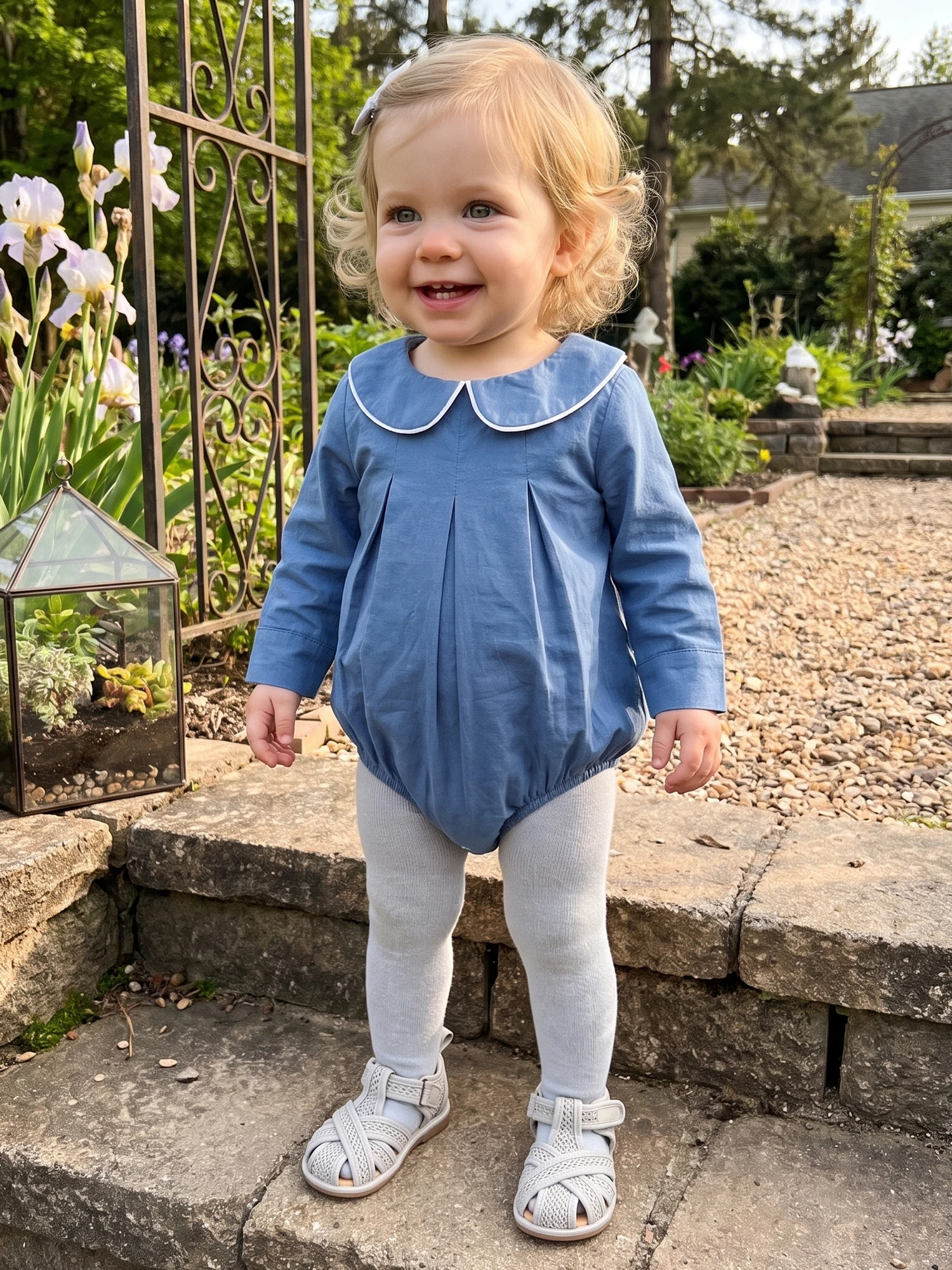 Bubble Romper Girl Sleeve Doll Colalr Contarst Infant Sleeve Doll Bubble Contarst Color Jumpsuit Infant Girl Bubble