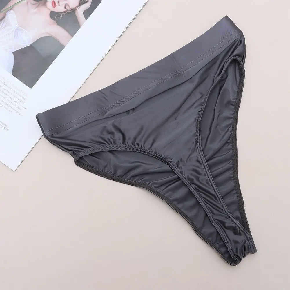 Large Size Elastic Sexy Satin Shiny G-string Dance Wear Women Panties High Waist