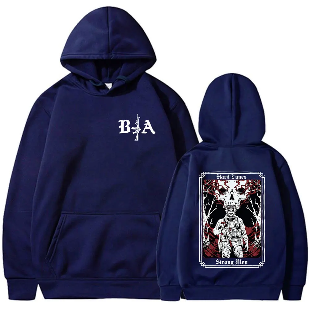 Hard Times Brothers in Arms Skeleton Printed Hoodies Men's Women Clothing Fashion Sweatshirt Oversized Long Sleeve Pullovers
