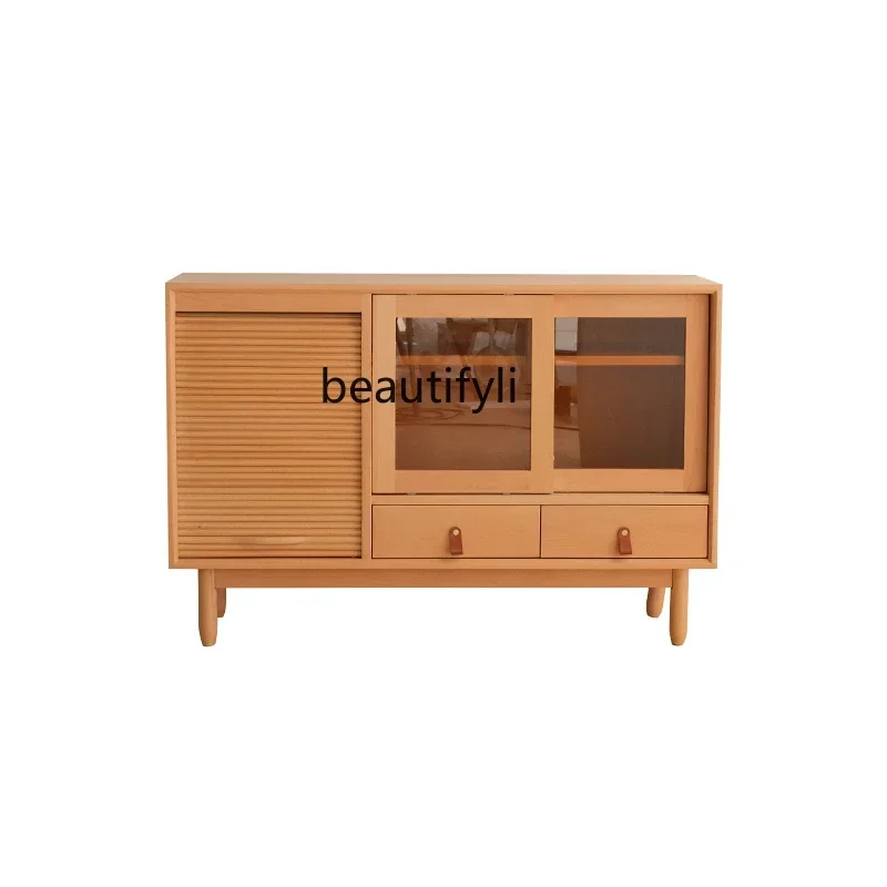 

Japanese Beech Sideboard Cabinet Solid Wood Glass of Tea Side Cabinet Kitchen Storage Cabinet furniture