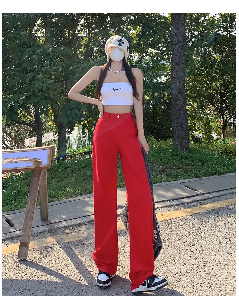 new spring autumn Fashion casual high street brand tall female women girls straight jeans