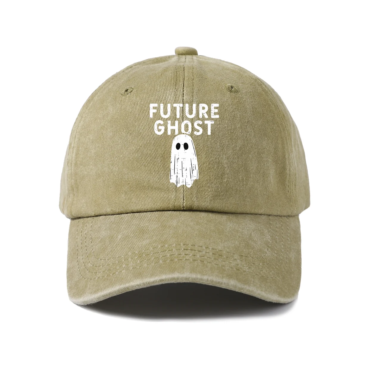 Future Ghost Halloween Graphic Baseball Cap, Vintage Washed Adjustable Unisex Dad Hat, Casual Gift
