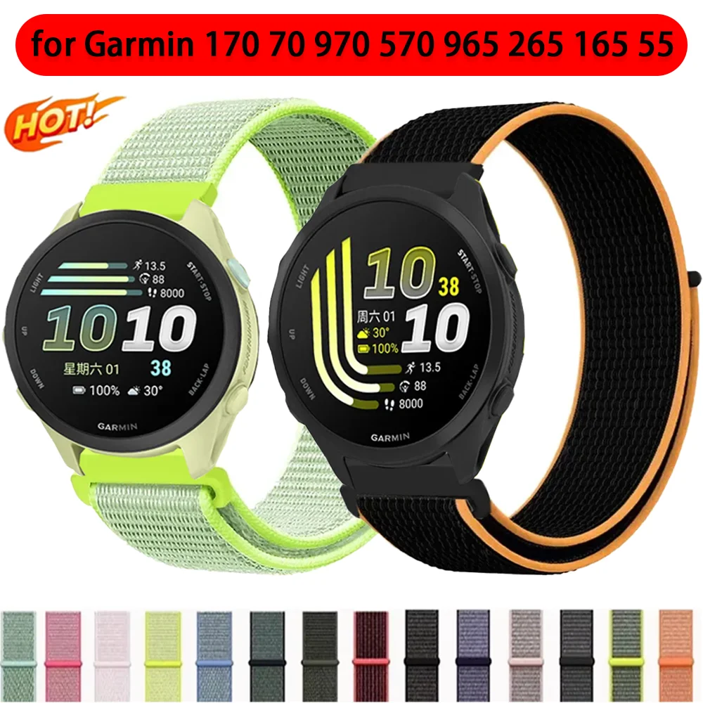 20mm 22mm Sport Nylon-Schlaufenarmband für Garmin Forerunner 170 70 970 570 965 265 165 55 Armband Garmin Venu 4 45mm Active 6 5 Band