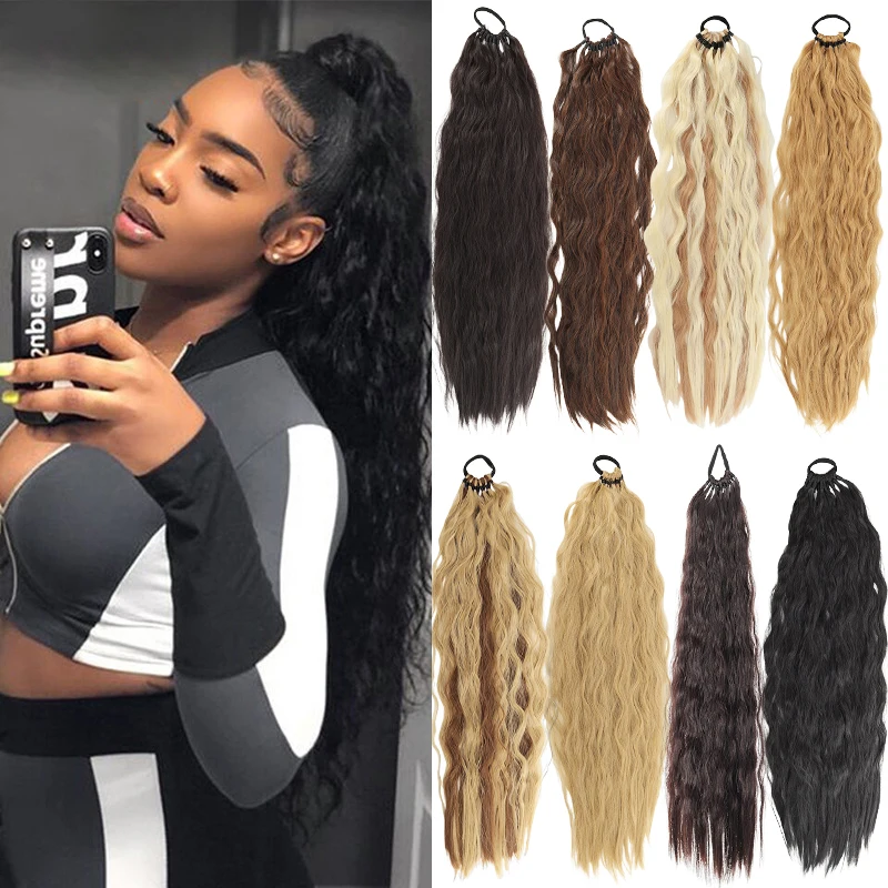 Curly Synthetic Fiber Ponytail Wig Braid – 24 Inch Wrap-Around Design, Add Volume & Length for Daily or Party Looks