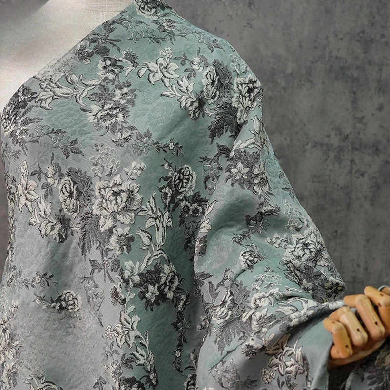 

Grey Background Lily Woven Fabric Vintage Vest Jacket Soft Chinese Decor Textile Tablecloth Pillow Cover Material