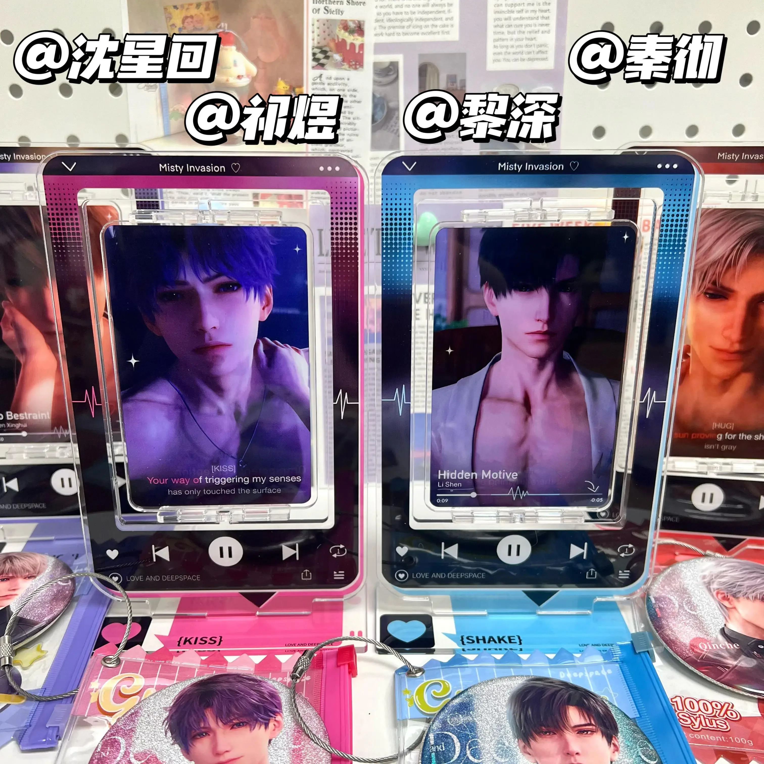 لعبة أنيمي الحب و Deepspace ، Rafayel Zayne ، Louis Sylus تأثيري تدور ، علامة واقفة ، زخرفة سطح المكتب الاكريليك ، زخرفة الكرتون