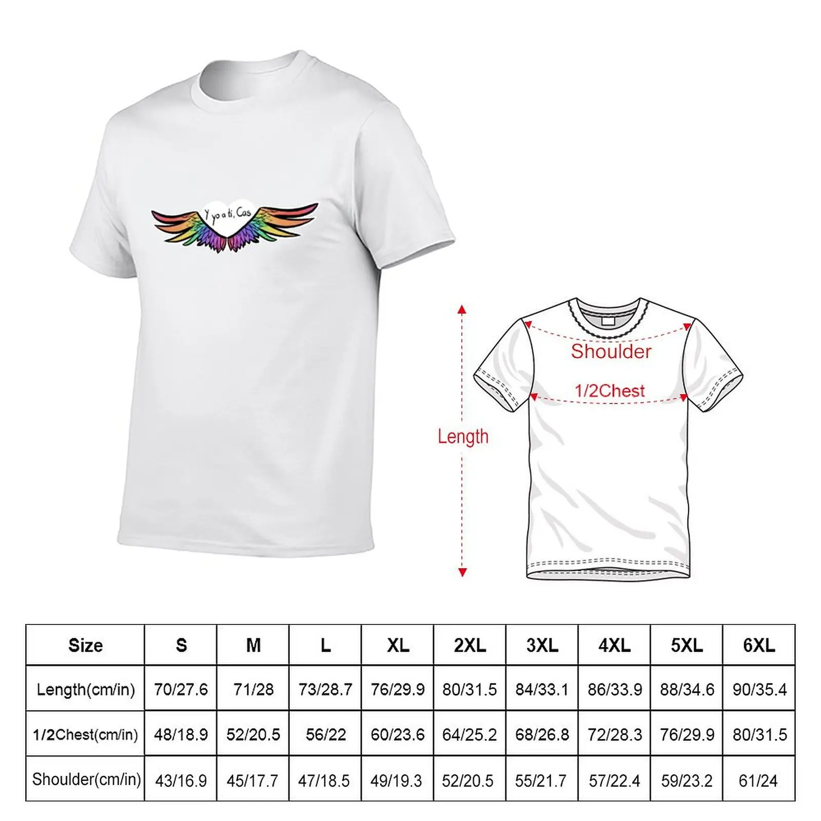 Y yo a ti cas Destiel rainbow wings T-Shirt Holiday Casual Short Sleeve Top